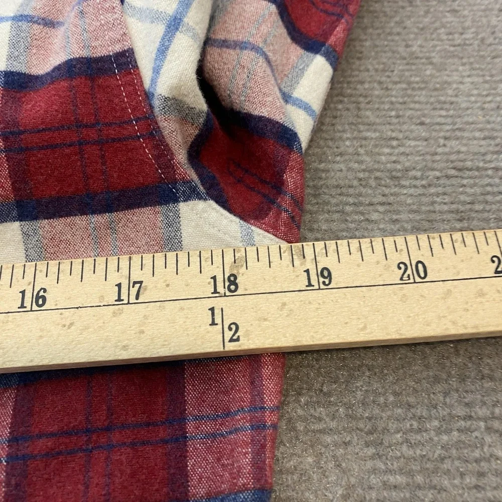 J Crew Shirt Mens Extra Small Red Plaid Flannel Leather Elbow Patches Casual‎